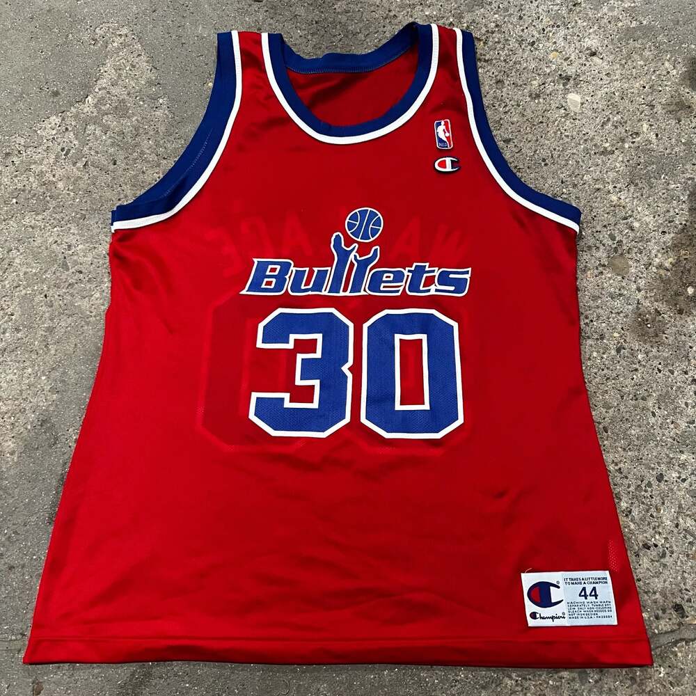 Vintage 90s Champion Washington Bullets #30 Rasheed Wallace Basketball Jersey